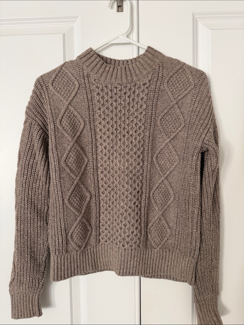 Banana Republic Taupe Cable Knit Turtleneck Sweater